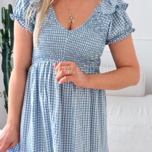 Alternative view of Sukienka Kejti w błękitną krateczkę