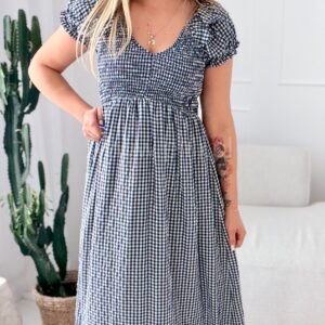 Alternative view of Sukienka Kejti w granatową krateczkę
