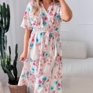 Alternative view of Sukienka Wanda w niebiesko-różowe kwiaty