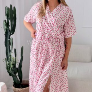 Alternative view of Sukienka Nastia czarna  w różową łączkę