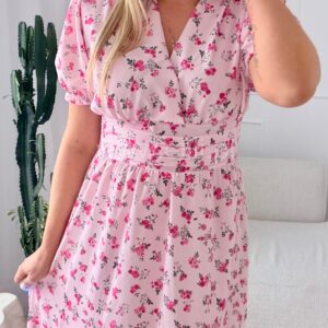 Alternative view of Sukienka Elina różowa w kwiatuszki