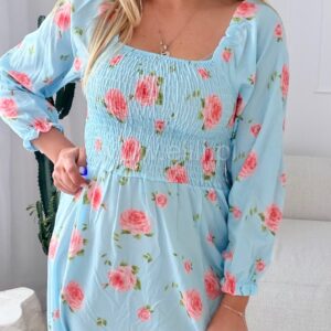 Alternative view of Sukienka Milano midi błękitna w kwiaty