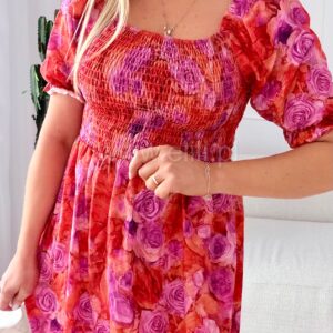 Alternative view of Sukienka Milano mini w pomarańczowo-różowe kwiaty