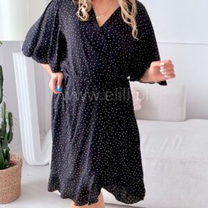 Alternative view of Sukienka Verona plus size czarna w kropki