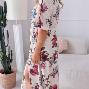 Alternative view of Sukienka Wanda ecru w niebiesko-czerwone róże