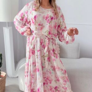Alternative view of Sukienka Magnolia plus size ecru w kwiaty