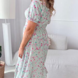 Alternative view of Sukienka Marina miętowa w małe kwiatuszki