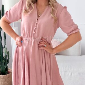 Alternative view of Sukienka Ewa mini gładka pudrowy róż