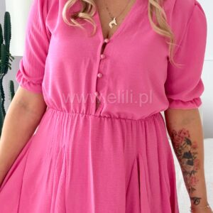 Alternative view of Sukienka Ewa mini gładka cukierkowy róż