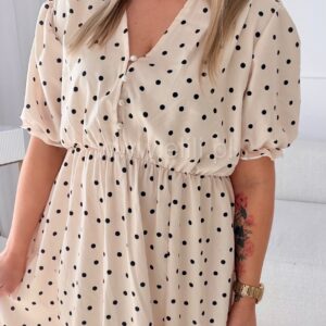 Alternative view of Sukienka Ewa plus size ecru w kropeczki
