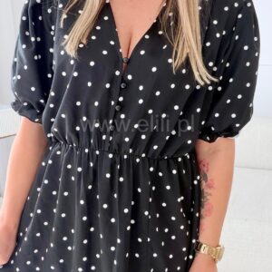 Alternative view of Sukienka Ewa plus size czarna w kropeczki