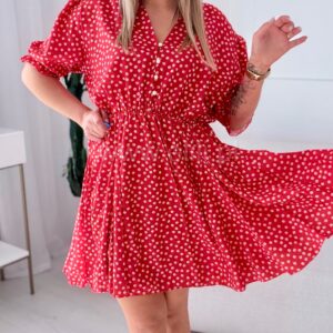 Alternative view of Sukienka Ewa  mini  PLUS SIZE czerwona w stokrotki