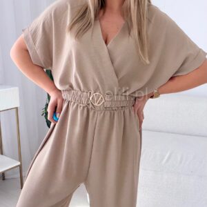 Alternative view of Kombinezon gładki plus size taupe