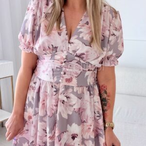 Alternative view of Sukienka Primigi plus size szara w kwiaty