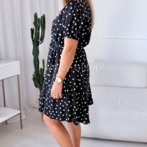 Alternative view of Sukienka Oliwia plus size czarna  w kropeczki
