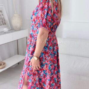 Alternative view of Sukienka Elina PLUS SIZE czerwono-niebieskie kwiatuszki
