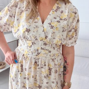 Alternative view of Sukienka Elina PLUS SIZE w żółte kwiatuszki