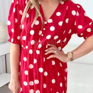 Alternative view of Sukienka Ewa plus size wiskoza czerwona w grochy