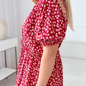 Alternative view of Sukienka Ewa plus size wiskoza czerwona  w kwiatuszki