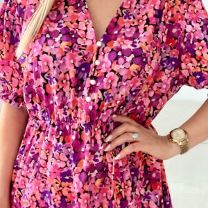 Alternative view of Sukienka Ewa plus size fioletowe kwiaty