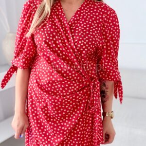 Alternative view of Sukienka Luna plus size czerwona w stokrotki