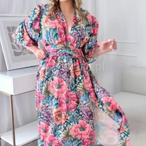 Alternative view of Sukienka Eleganza plus size maxi  ciemne kwiaty