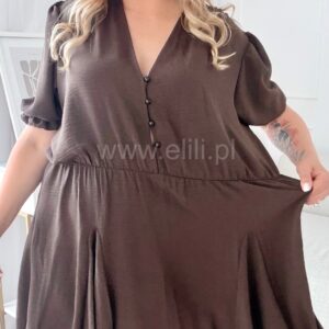 Alternative view of Sukienka Ewa  mini  PLUS SIZE gładka czekolada