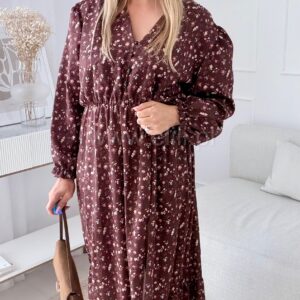 Alternative view of Sukienka Ewa plus size czekoladowa w kwiatki
