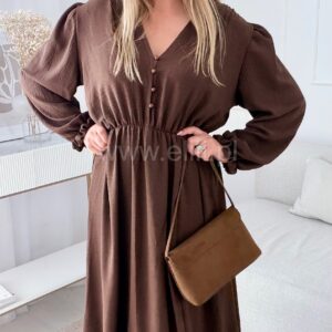 Alternative view of Sukienka Ewa plus size gładka czekolada
