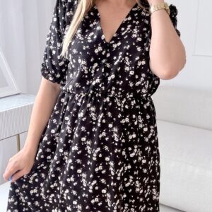 Alternative view of Sukienka Ewa plus size czarna w białe kwiatki