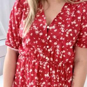 Alternative view of Sukienka Ewa plus size czerwona w kwiatki