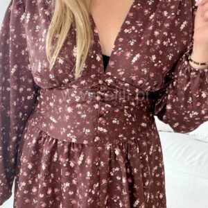 Alternative view of Sukienka Primigi plus size czekoladowa w kwiatki