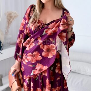 Alternative view of Kombinezon plus size - sukienka w duże kwiaty