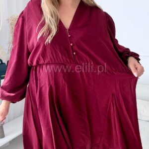 Alternative view of Sukienka Ewa  mini  PLUS SIZE gładka bordo