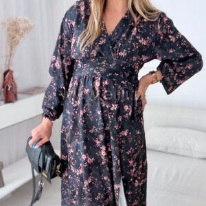 Alternative view of Sukienka Elina PLUS SIZE czarna w kwiatki