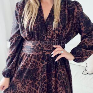 Alternative view of Sukienka Eleganza plus size maxi  brązowa panterka