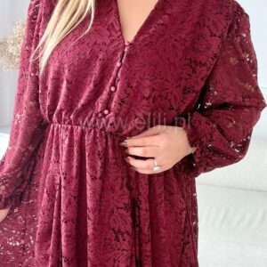 Alternative view of Sukienka Ewa mini koronka bordowa PLUS SIZE
