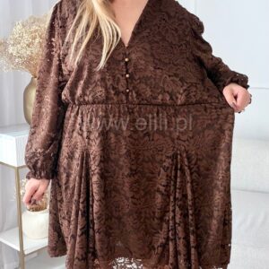 Alternative view of Sukienka Ewa mini koronka czekolada PLUS SIZE