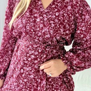 Alternative view of Sukienka Laura PLUS SIZE bordowa w łączke