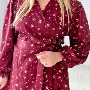 Alternative view of Sukienka Laura PLUS SIZE bordowa w kwiatuszki