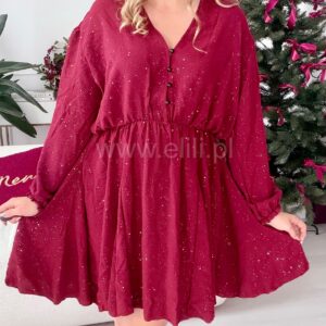 Alternative view of Sukienka Ewa PLUS SIZE  mini  shine bordo